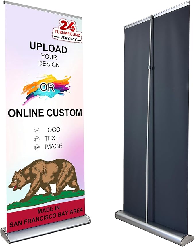 CUSTOM Retractable Banner Stand 33.5"x80" MADE IN USA UV Printing 1-2 DAY by JUST4SIGNS