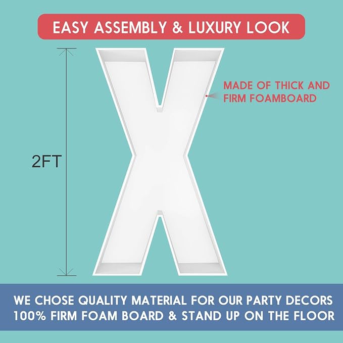 2FT Letter X Mosaic Balloon Frame Letter DIY Fillable Letters Kit - Image 2