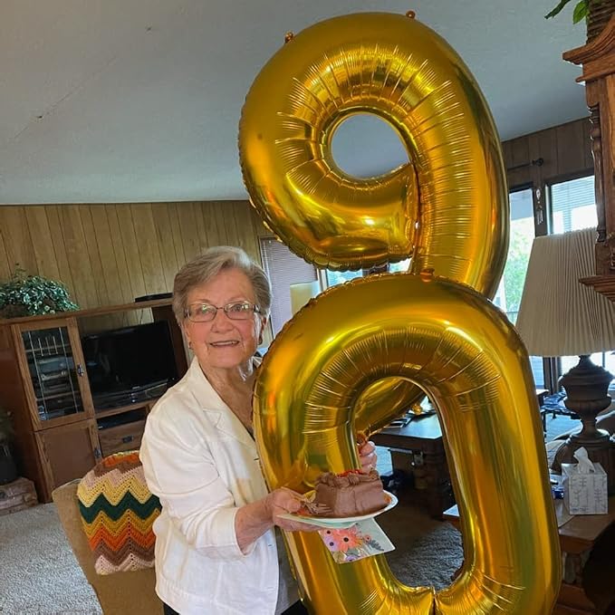 60th Birthday Balloons Gold for Women, 40 Inch Giant Mylar Foil Number 60 - Image 3