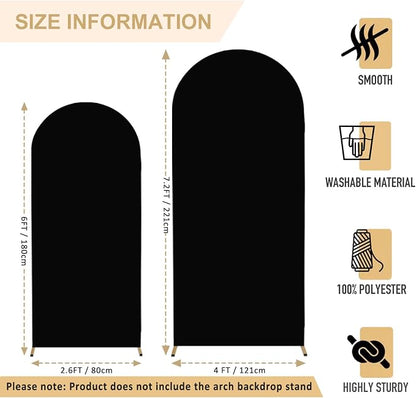FANPROMS Wedding Arch Cover Black Arch Cover 6FT 7.2FT Spandex Arch Backdrop - Image 2
