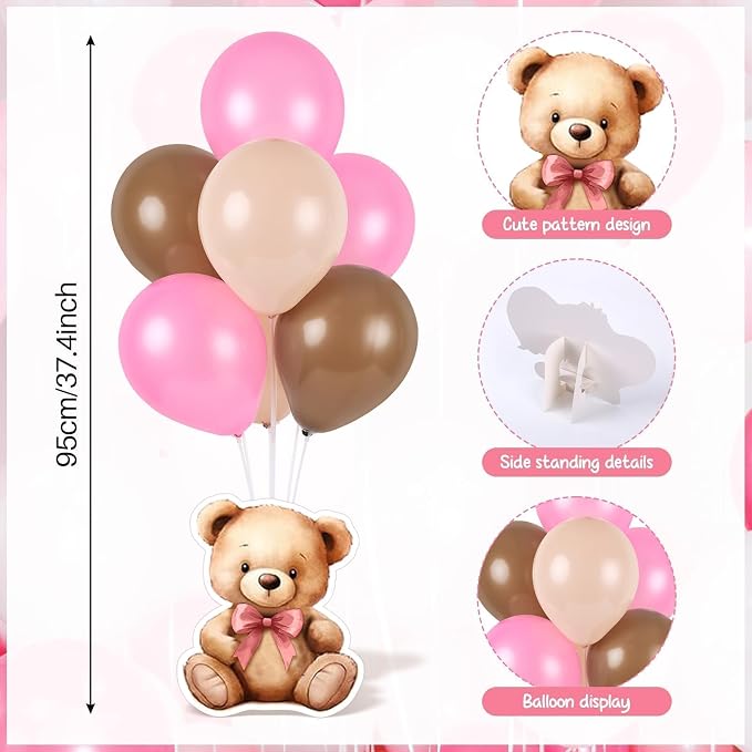 12 Sets Pink Bear Baby Shower Balloon Stand Kit - Image 4