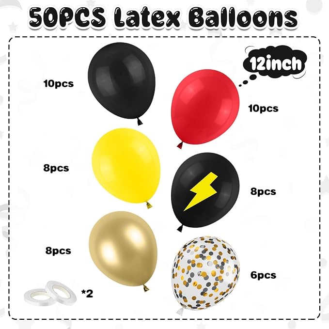 Red Black Yellow Balloons, 12inch Black Yellw Red Party Balloons - Image 2