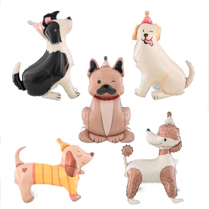 5PCS Dog Balloons Dog Themed Birthday Party Decorations Cute Puppy Foil Mylar by Unknown