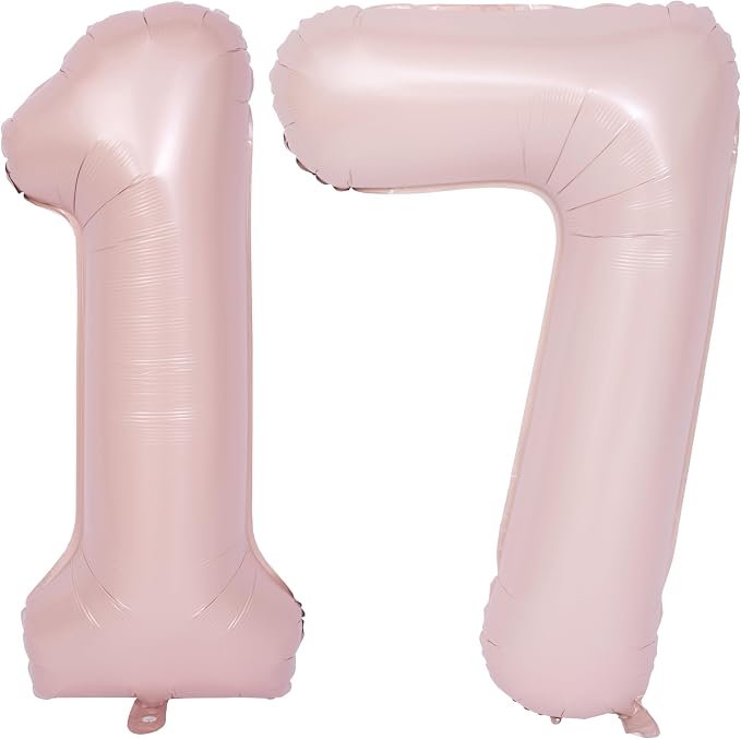 40 In Matte Pink Number Balloons Helium Foil Mylar Balloon Party Digital 17 | by Exquisitehighqualitypartydecorationstomeetyoureveryneed%EF%BC%81