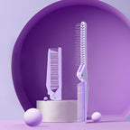 RHOS Brand Hair Comb, Double Head Folding Travel Hair Brush - Mini Pocket Size Comb for Women and Girls, Detangling Hair Comb for Purse, Bags, All Hair Types (Purple)