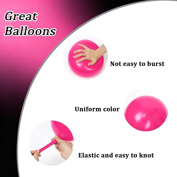 60pcs Hot Pink and Black Balloons 12inch - Image 3