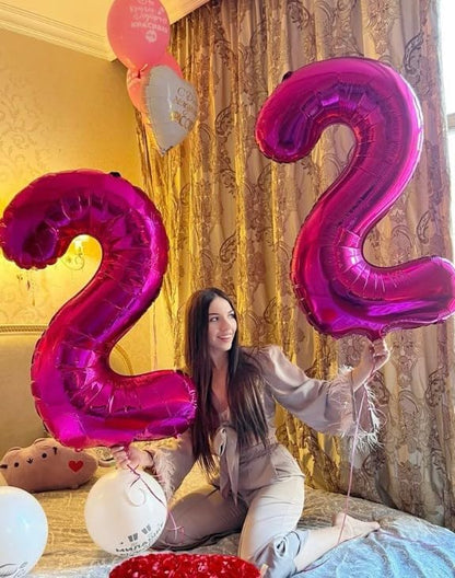 Hot Pink Number 4 Balloon 40 inch, Balloon numbers party supplies, deco photo - Image 6