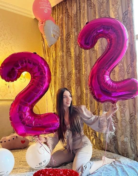 Hot Pink Number 2 Balloon 40 inch, Balloon numbers party supplies, deco photo - Image 6