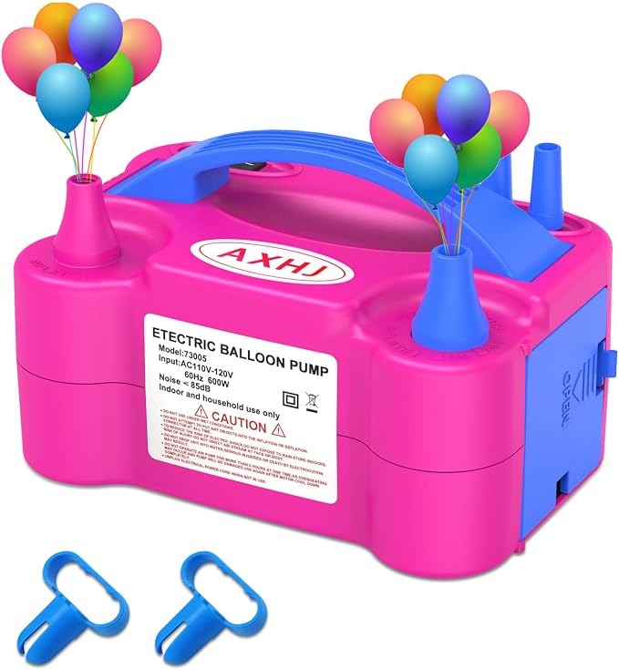 AXHJ Electric Balloon Pump, Portable Electric Air Balloon Pump Dual Nozzle Air by AXHJ