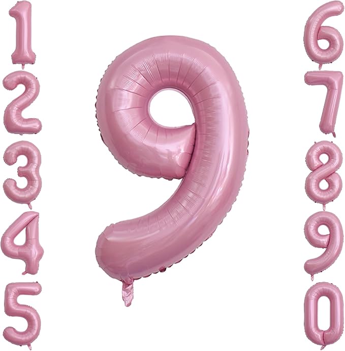 Pearlescent Pink Number 9 Balloon 40 Inch, Shiny Foil by Unknown