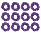 12pcs Cotton Hair Scrunchies Single Jersey Solid Color Ponytail Holders Elastic Hair Ties for Women Accessories (Purple)