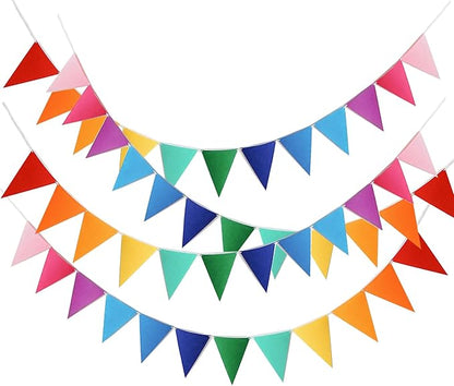 48Pcs Colorful Rainbow Pennant Banner, 4 Strings | Triangle Bunting Flags by Alainzeo