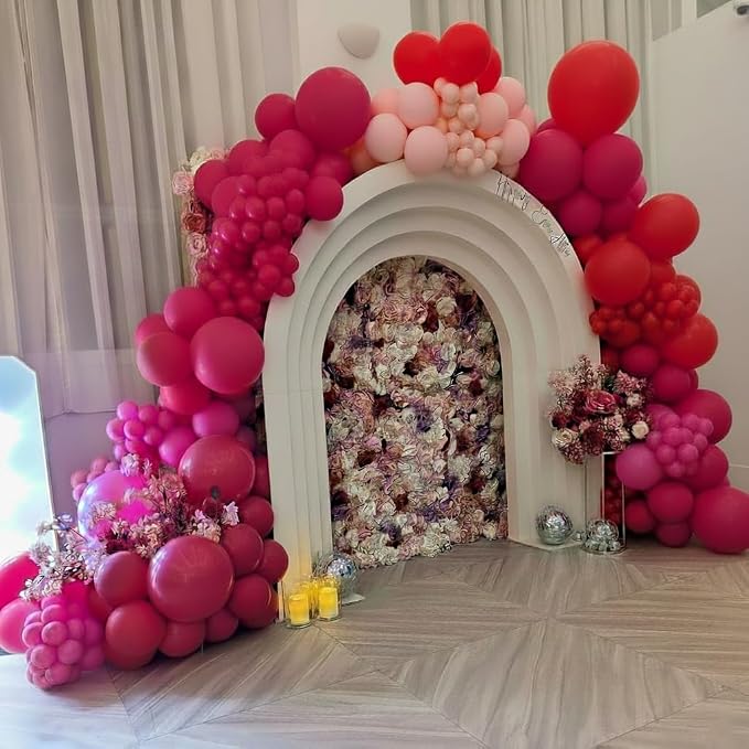 Red and Hot Pink Balloon Arch Kit - Image 6