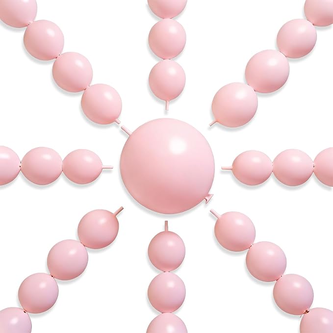PartyWoo Baby Pink Linking Balloons 100pcs 6 Inch Pink Link Balloons | by PartyWoo