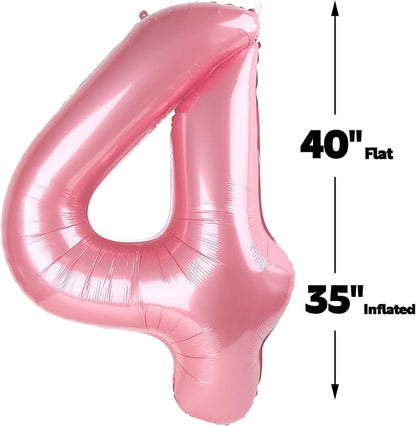 Pearl Pink Number 4 Balloon 40 inch, Balloon numbers party supplies, deco photo - Image 2