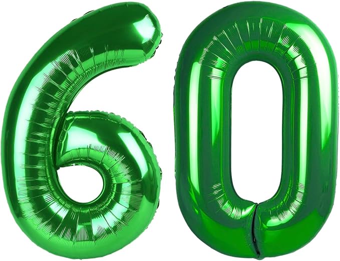 60 Balloon - Green Birthday Number Balloons, 40 Inch Decorations Men Women | by ALPHADELTAPI