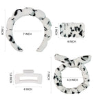 7 Pcs Spa Set, Facial Headband and Wristband Set, Skincare Accessories, College Style Girl Idea Gifts, Hair Accessories for Women and Girls（ Black White Leopard Print ）