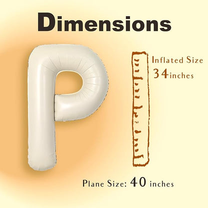 SUWEN 40 Inch Cream Large P Letter Balloons Big Foil Helium A-Z | Jumbo Mylar - Image 6
