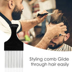 4 Packs Afro Comb Metal Pick, Hairdressing Detangle Wig Braid Hair Styling Tool- Black
