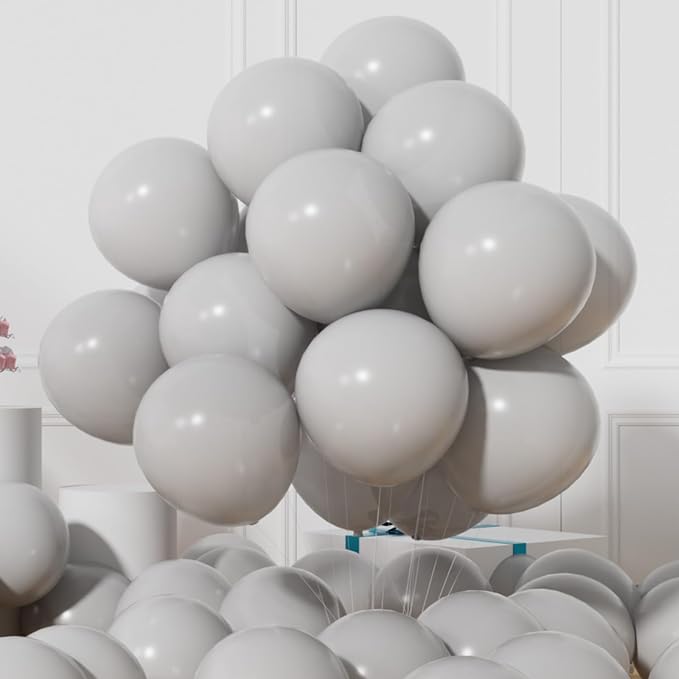 AULE 50Pcs Latex 12 Inch Gray Balloons | Helium Party Happy Birthday Graduation by AULE
