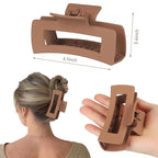 4.1 Inch Large Hair Claw Clips 8 Pcs Rectangle Big Clips for Thick Hair Nonslip Acrylic Banana Jaw Accessories for Women and Girls (Brown Colorful)