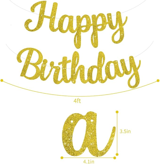 BEISHIDA Glitter Gold Happy Birthday Banner Party Decoration NO DIY, 10Feet | - Image 3