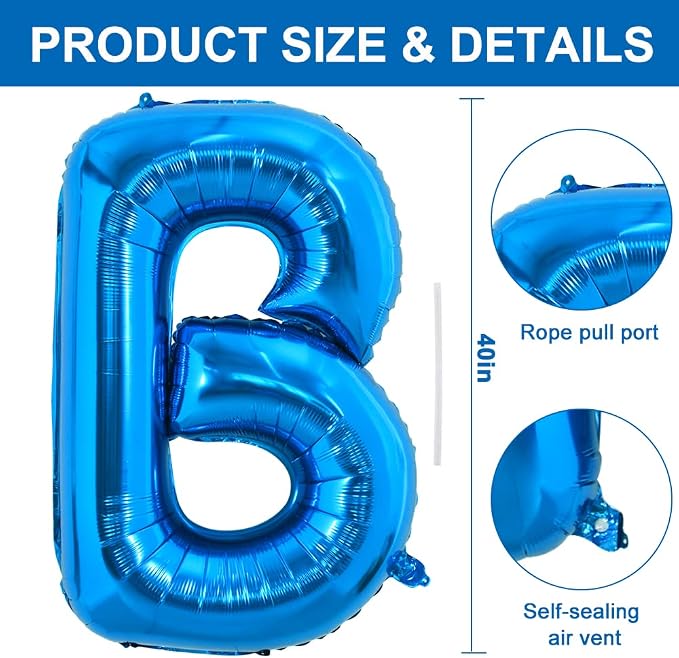 TONIFUL 40 Inch Large Blue Letter B Foil Balloons Alphabet Balloons | Giant - Image 2