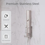 Curling Iron Holder, Stainless Steel Flat Iron Holder Wall Mount, Hair Straightener Holder for Bathroom Storage, Flat Iron Holder Wall Mount Space Saving Hair Tool Organizer Silver BANJEKT