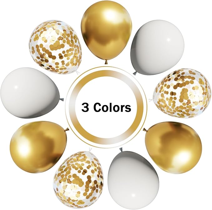 White and Gold Balloons Arch Kit, Engagements, Bridal Shower, Anniversary - Image 3
