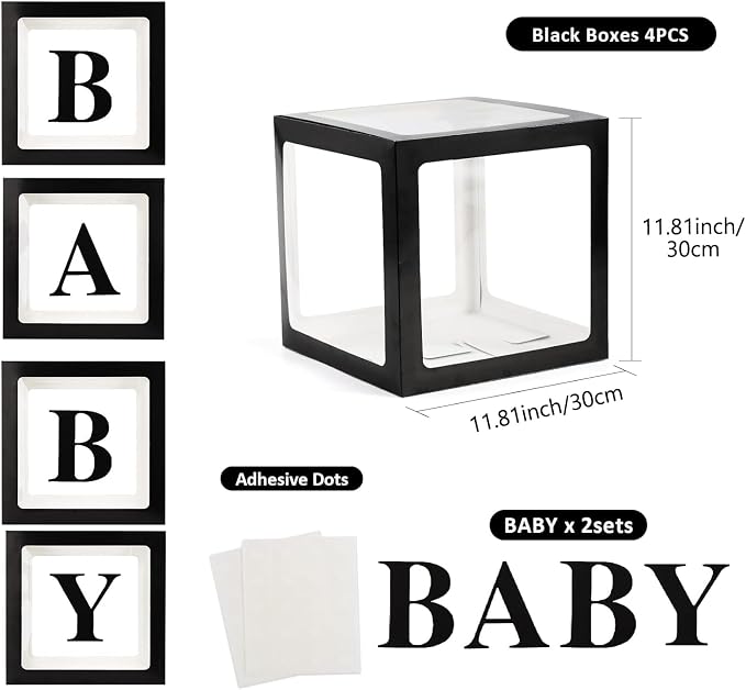 Voircoloria Baby Boxes with Letters, 4 Transparent Balloon Boxes | - Image 2