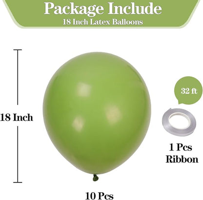 18 Inch Sage Green Balloons, Baby Shower, Birthday Party and Event Decoration - Image 2