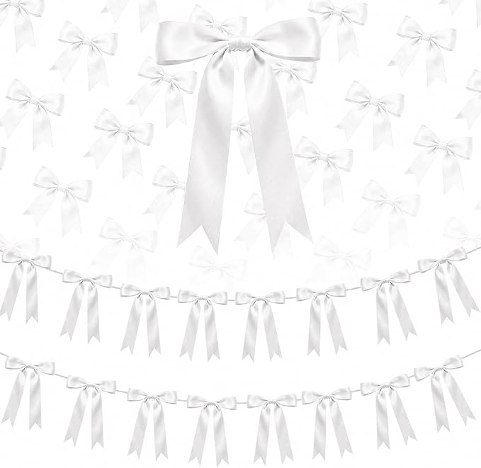 2 Strings Purple Bow Garland Banner Decorations by HILAVO