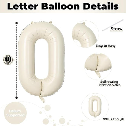 Large Beige Oh Boy Balloons, 40 Inch Cream White Sand OH BOY Balloon Letters - Image 2