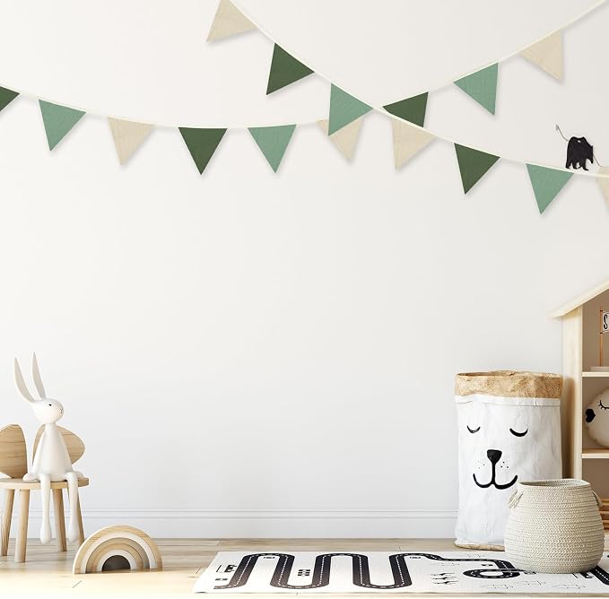 Oudain 2 Pcs Pennant Banner Flags Nursery Garland Triangle Bunting Flags - Image 4