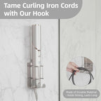 Curling Iron Holder, Stainless Steel Flat Iron Holder Wall Mount, Hair Straightener Holder for Bathroom Storage, Flat Iron Holder Wall Mount Space Saving Hair Tool Organizer Silver BANJEKT