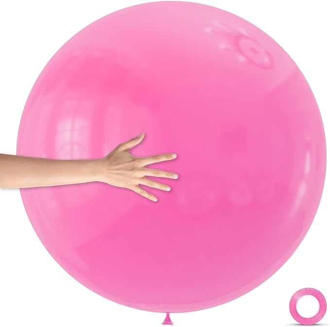5Pcs Pink Balloons 36 Inch, Round Large Latex Party Balloons by Qikoolaa