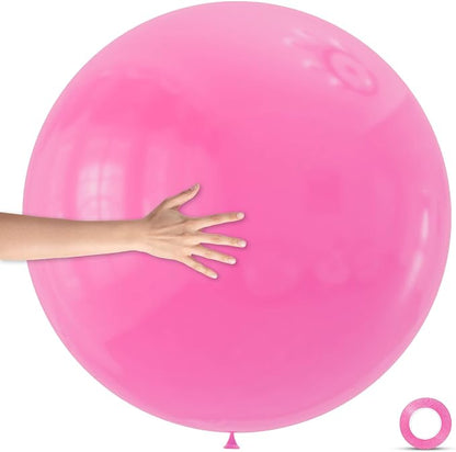 5Pcs Pink Balloons 36 Inch, Round Large Latex Party Balloons by Qikoolaa