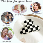 Womens Checkered Hair Clip Medium Checkered Claw Clips Black And White Jaw Clip,3pack