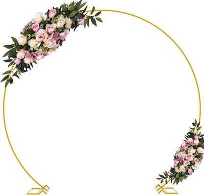 9.2 FT Large Circle Balloon Arch Stand Gold Metal Round Arch Backdrop Stand by Wokceer