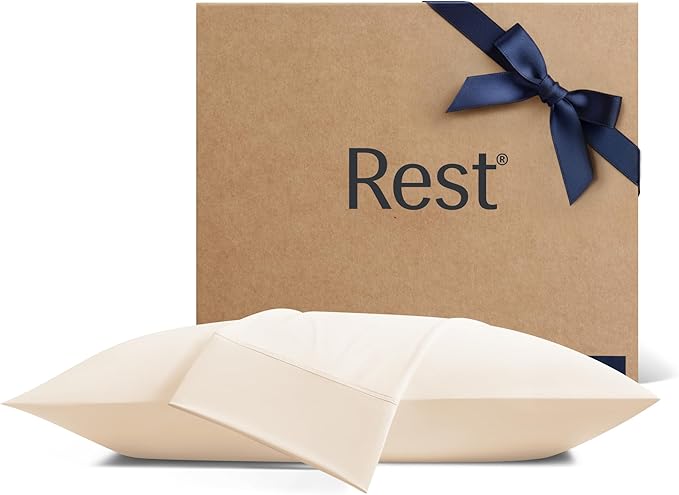 REST® Evercool®+ Cooling Pillowcases King - 2 Pillowcases for Sensitive Skin, Silver Infused Fabric for Hygienic Sleep, Silky Smooth for Curly Hair, High Elastic for Snug Fit (19x35 inches)