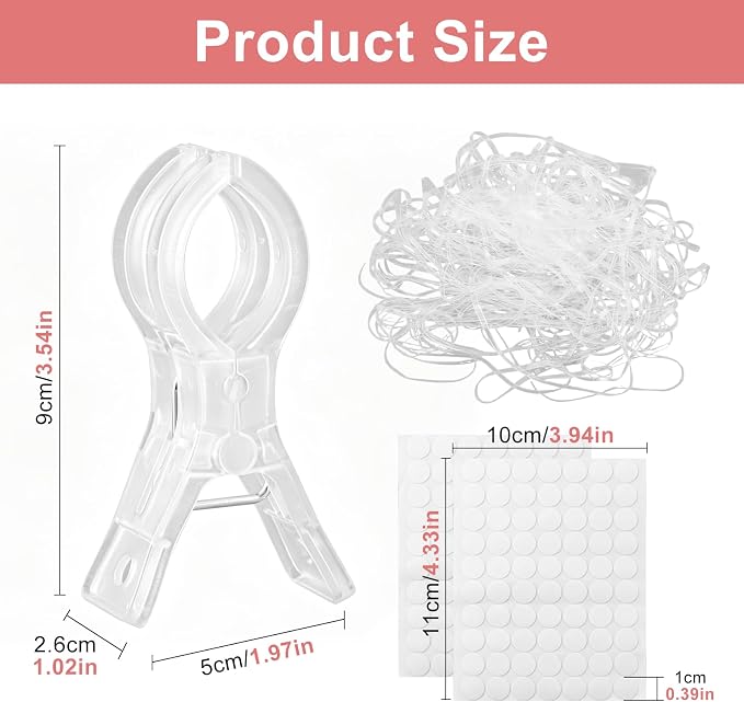 10 Pack Balloon Arch Clips, 3.5" Plastic Transparent Backdrop Clamps | 300 Pcs - Image 2