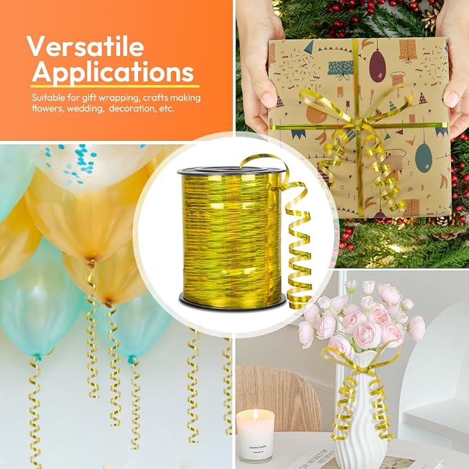 Glossy Gold Curling Ribbon, 1/5" Wide x 500 Yards Christmas Curling Ribbons - Image 4