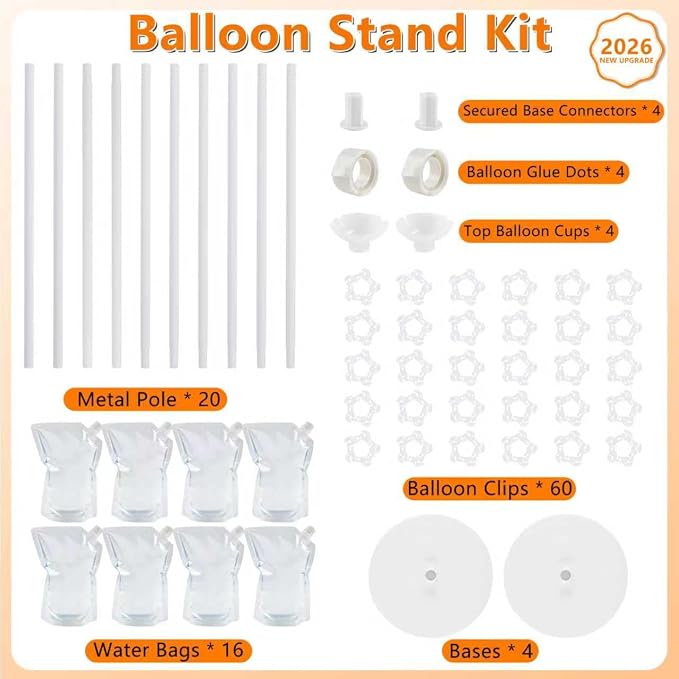 Balloon Column Stand Set of 4, Adjustable Balloon Tower Pillar Kit - Image 6