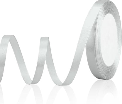 Silver Ribbon for Gift Wrapping Fabric Satin Ribbon 3/8 Inch Silver Ribbons for by OALCQ