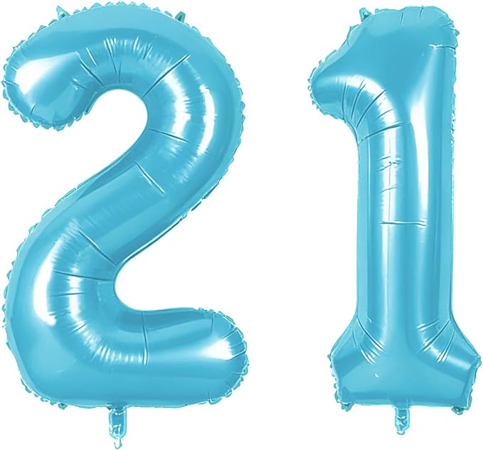 Number 21 Balloons for 21st Birthday Party Decorations, 0-100 Large No.21 by Joycard