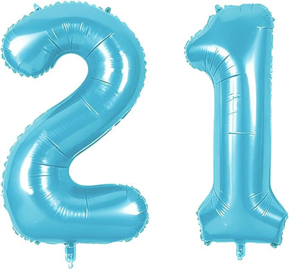 Number 21 Balloons for 21st Birthday Party Decorations, 0-100 Large No.21 by Joycard