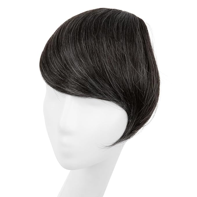 SARLA Clip in Side Bangs Extension Straight Synthetic Fake Bangs One Piece for Women Pepper Grey