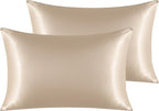 NTBAY 2 Pack Satin Queen Pillowcases for Hair and Skin, Luxurious and Silky Pillow Cases with Envelope Closure, 20x30 Inches, Taupe