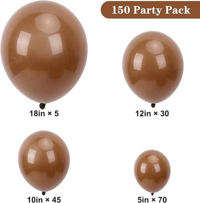 APLANET 150pcs Brown Balloons Different Sizes 18 12 10 5 Inches Premium Boho - Image 2