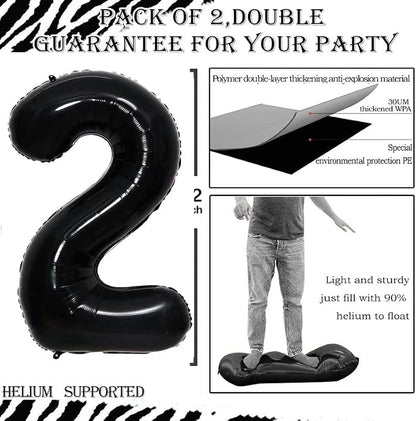Black Foil Balloons Number 2, Huge Number Balloons - Image 3